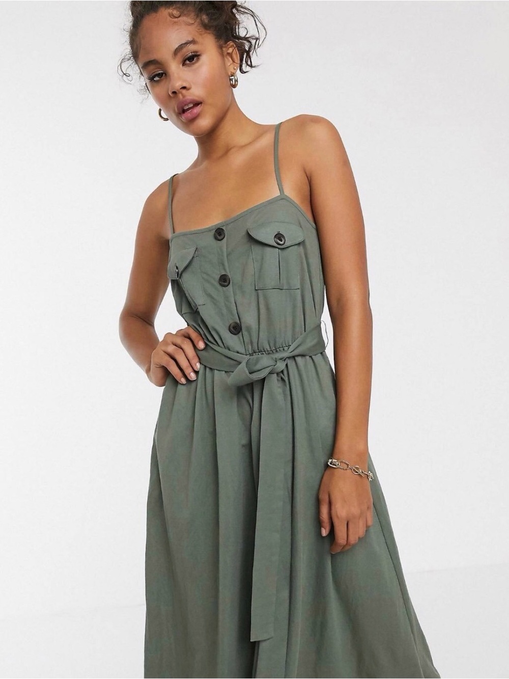 Green belted sundress